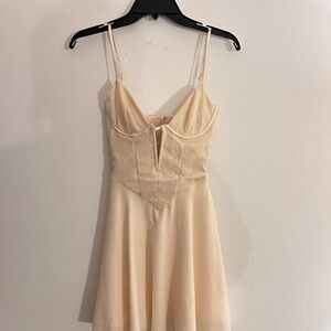 Elodie Plunge Neck Lace Corset Mini Dress